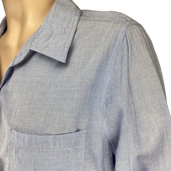 Lola River Top Size Large Button-Up Long Sleeve Shirt Blue Casual - Picture 4 of 8